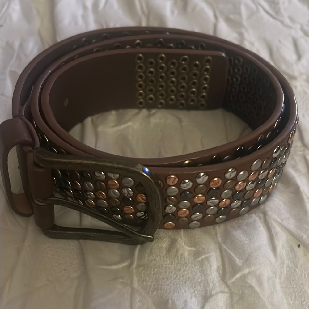 Target Brown Belt with Multi Colored Metallic Studs